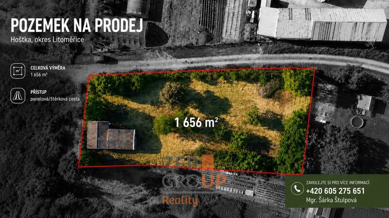 Prodej stavebního pozemku 1 656 m², Hoštka